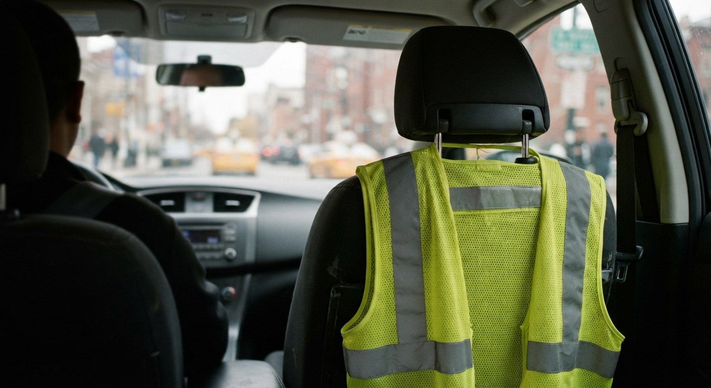 A driver completing an inspection